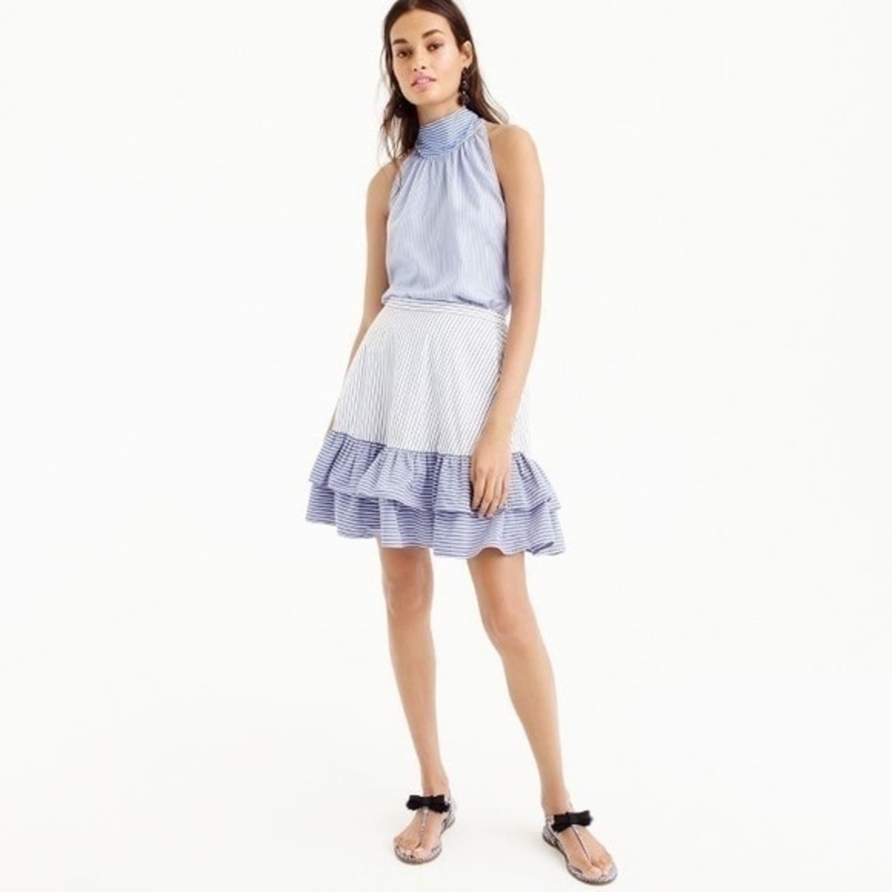 NWT JCrew Striped Ruffle Skirt
